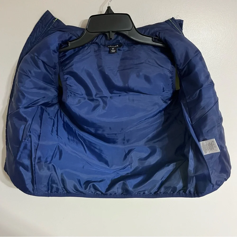 Boys Spyder Neon Yellow & Blue Puffer Vest Size 4T Winter‎ Outdoors Casual